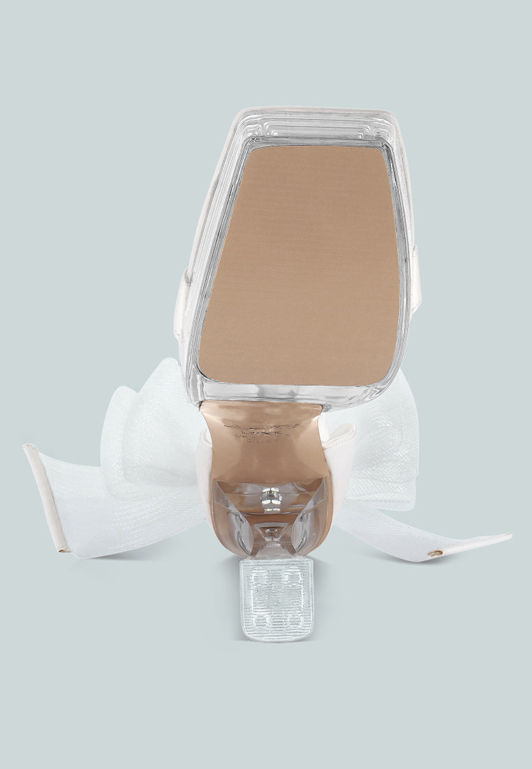 Kiri Satin Clear High Heeled Bow Sandals - Tigbul's Variety Fashion Shop