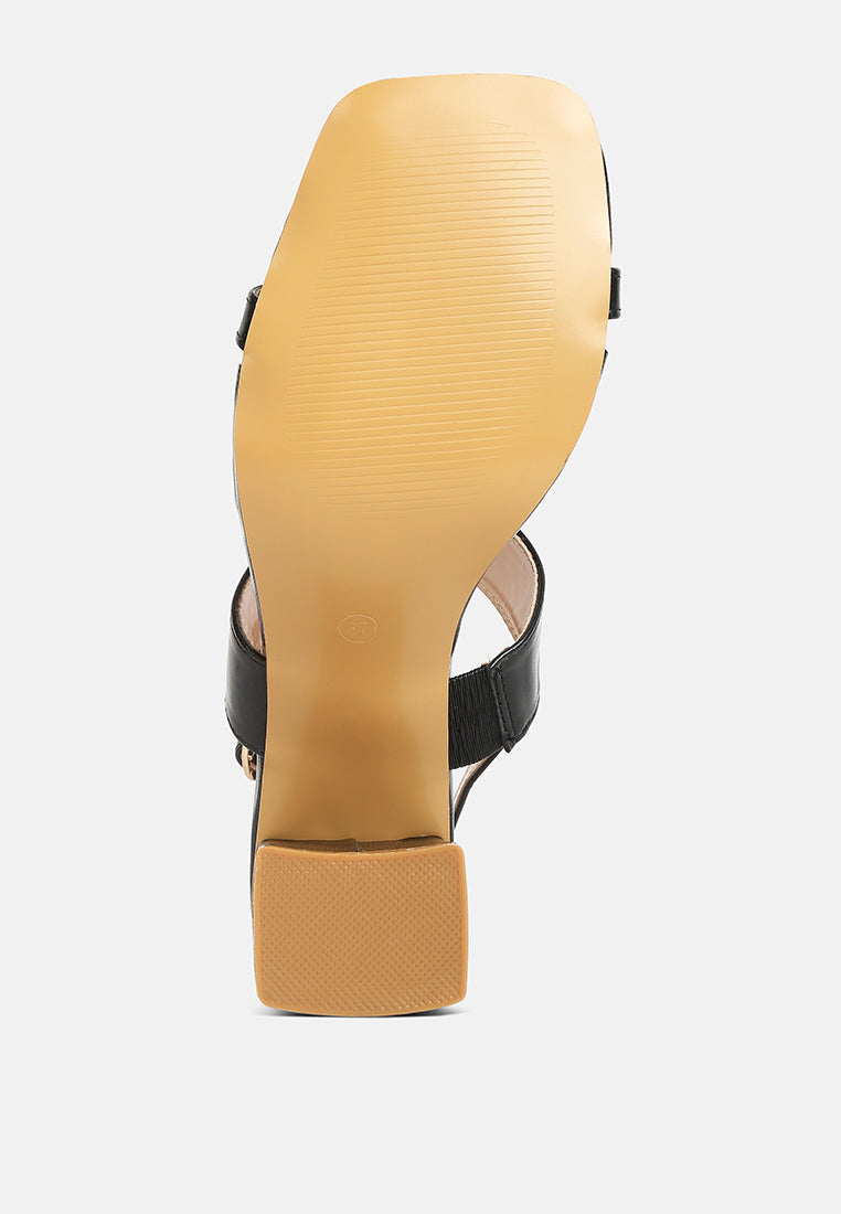 Kirk Elasticated Gussets Block Heel Sandals - Tigbul's Variety Fashion Shop