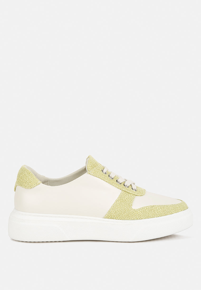 Kjaer Dual Tone Leather Sneakers - Tigbul's Variety Fashion Shop
