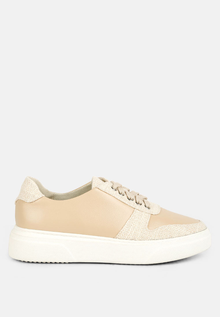 Kjaer Dual Tone Leather Sneakers - Tigbul's Variety Fashion Shop