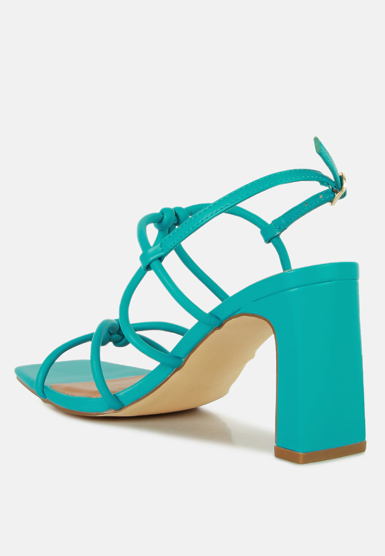 Kralor Knotted Strap Italian Block Heel Sandals - Tigbul's Variety Fashion Shop