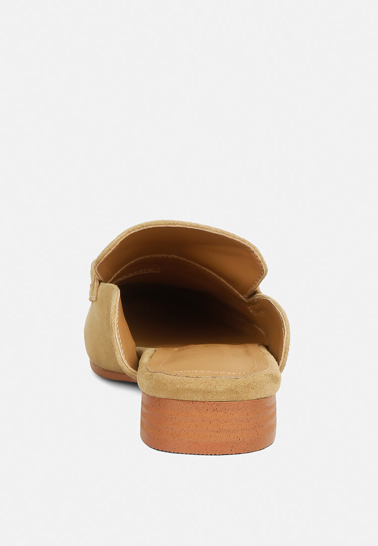 Krizia Chunky Chain Suede Slip On Mules - Tigbul's Variety Fashion Shop
