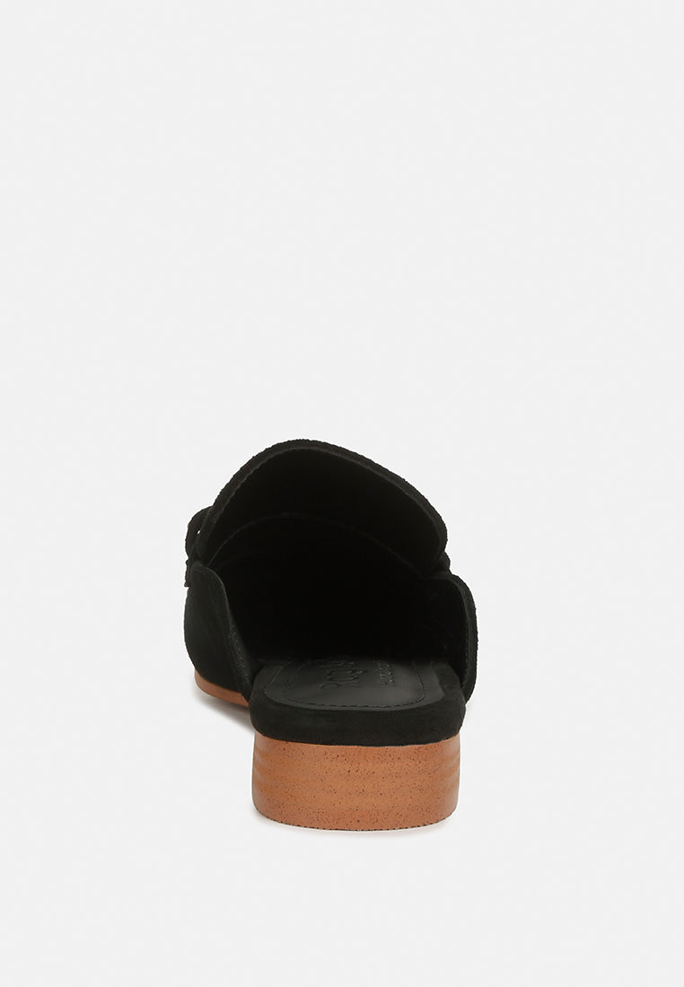 Krizia Chunky Chain Suede Slip On Mules - Tigbul's Variety Fashion Shop