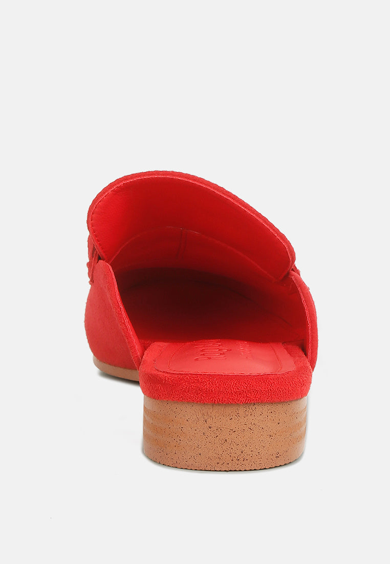 Krizia Chunky Chain Suede Slip On Mules - Tigbul's Variety Fashion Shop