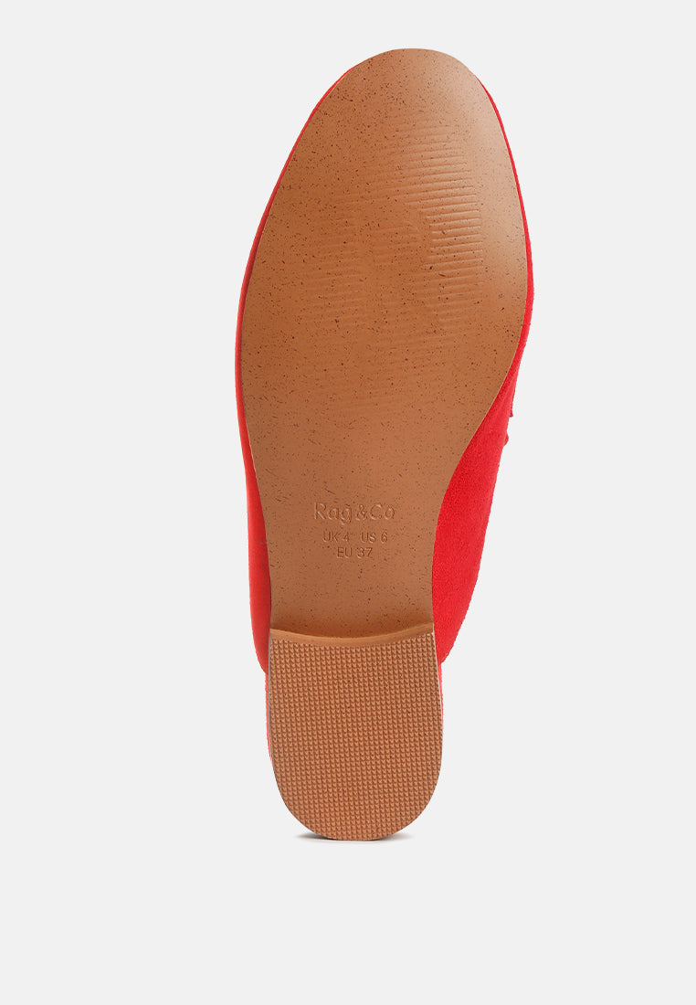 Krizia Chunky Chain Suede Slip On Mules - Tigbul's Variety Fashion Shop