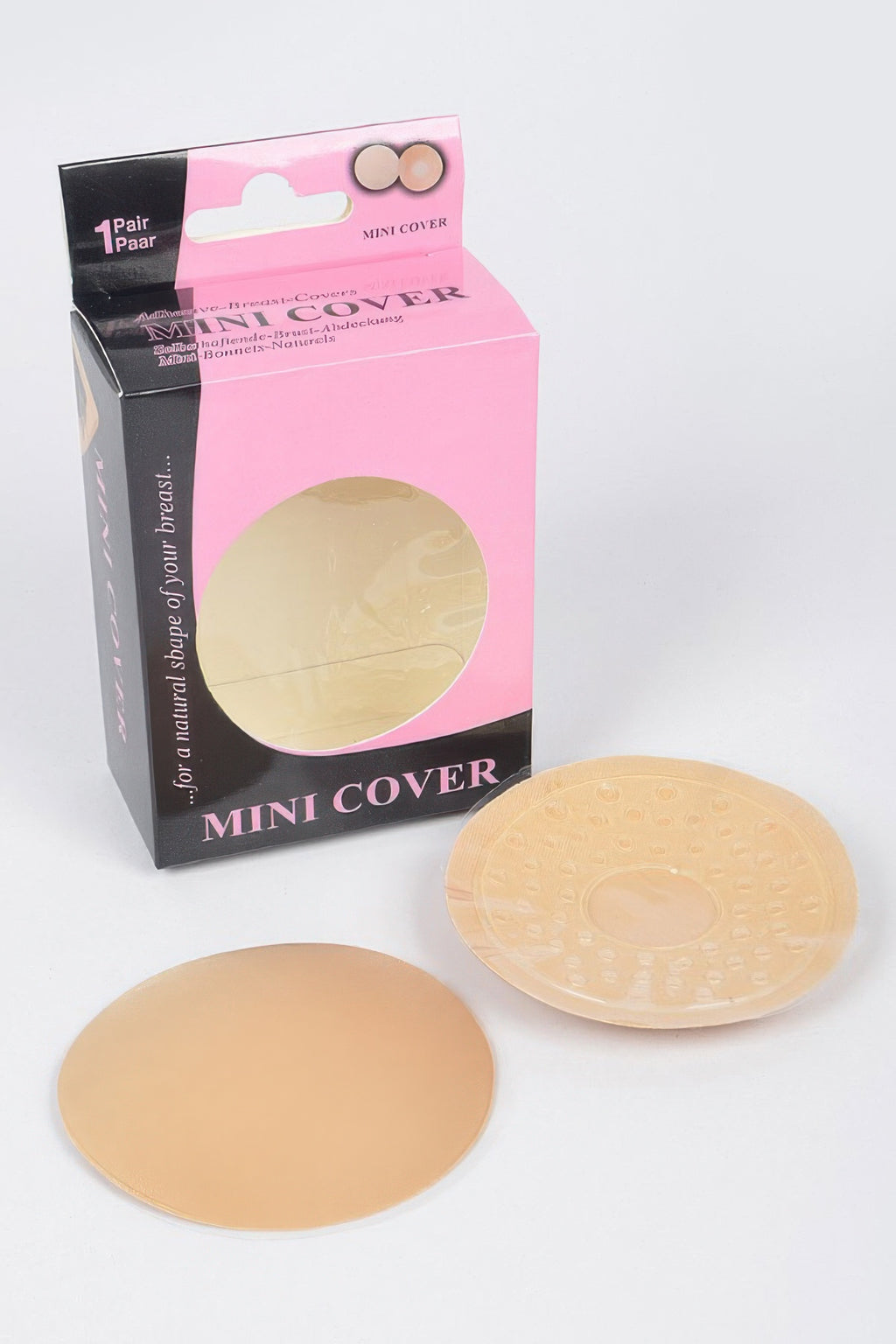 Mini nipple covers, 1 pair nude round pads with adhesive