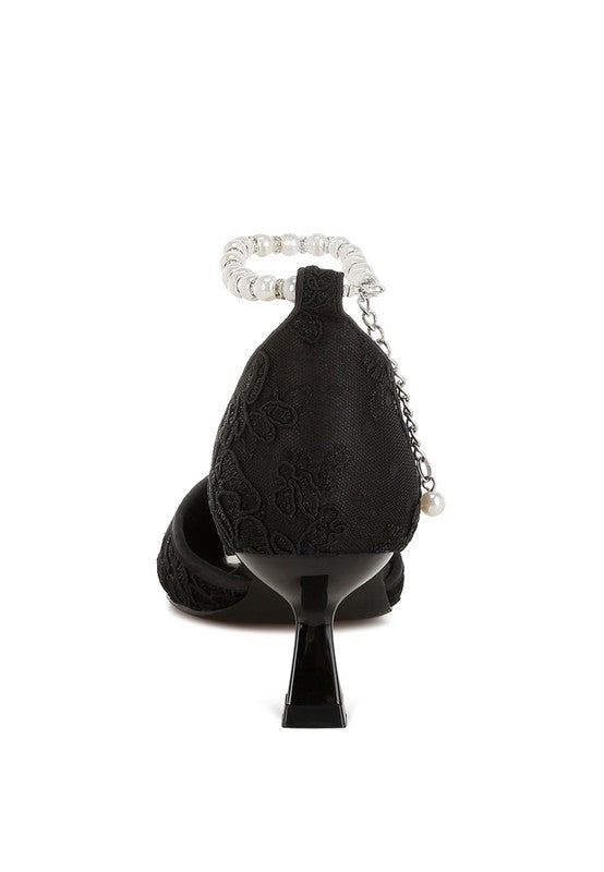 Laika Lace Kitten Heel Sandals - Tigbul's Variety Fashion Shop