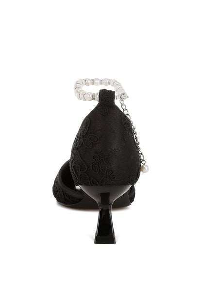 Laika Lace Kitten Heel Sandals - Tigbul's Variety Fashion Shop