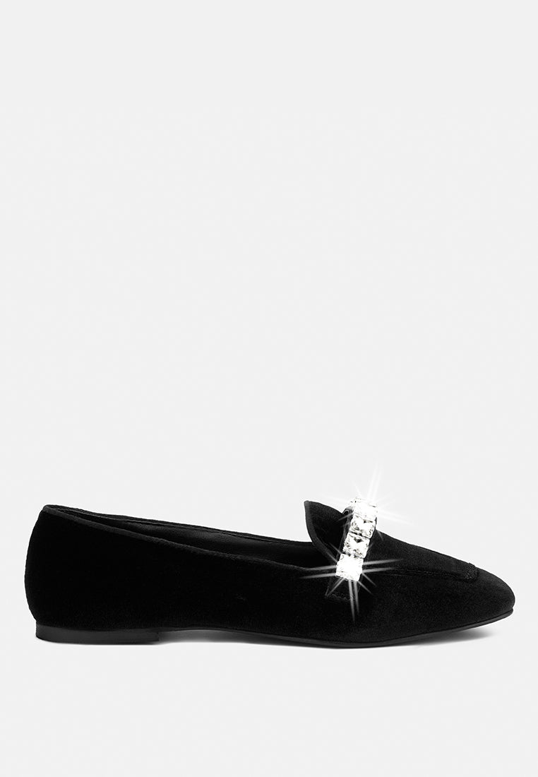 Lamington Handcrafted Velvet Diamante Loafers - Tigbul's Variety Fashion Shop