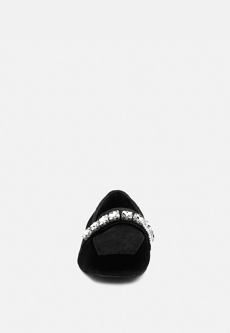 Lamington Handcrafted Velvet Diamante Loafers - Tigbul's Variety Fashion Shop