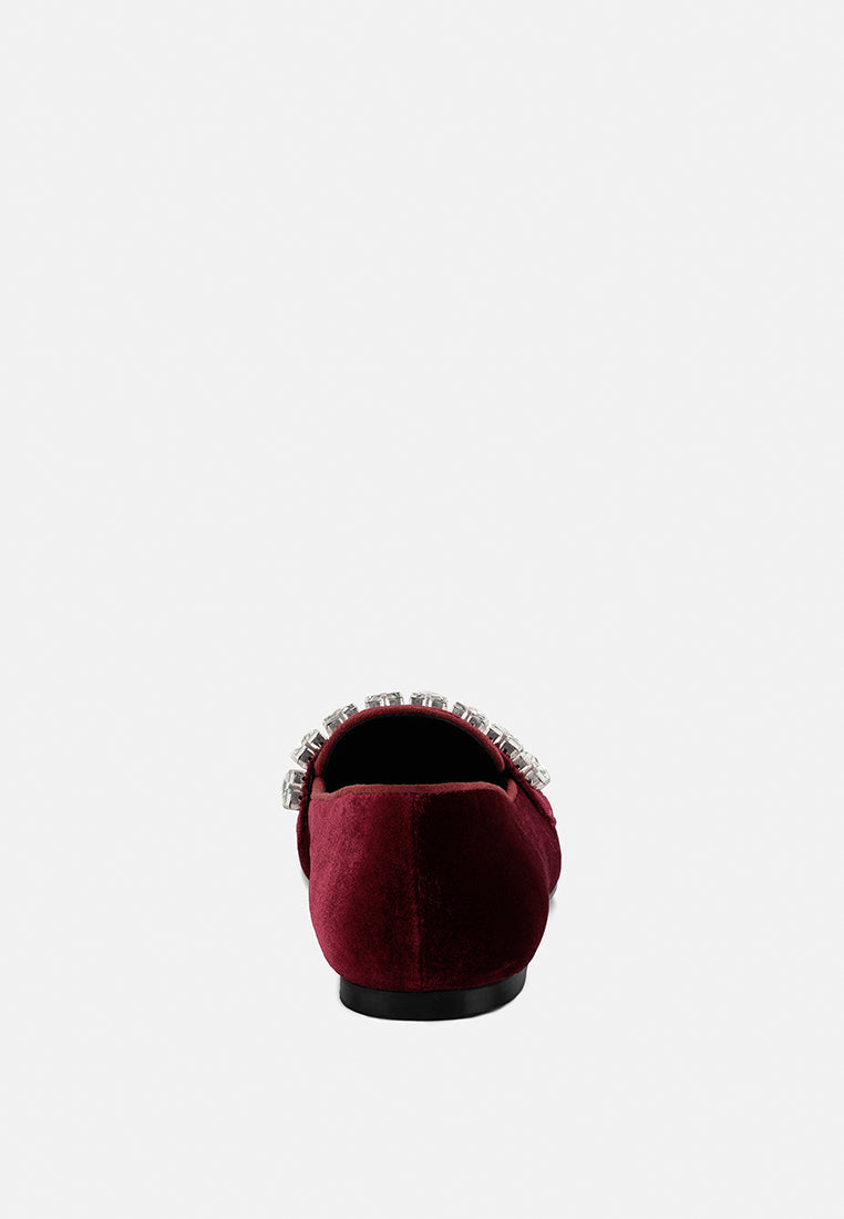 Lamington Handcrafted Velvet Diamante Loafers - Tigbul's Variety Fashion Shop