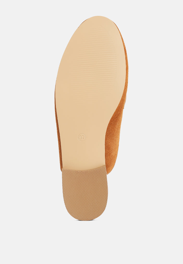 Lavinia Suede Leather Braided Detail Mules - Tigbul's Variety Fashion Shop