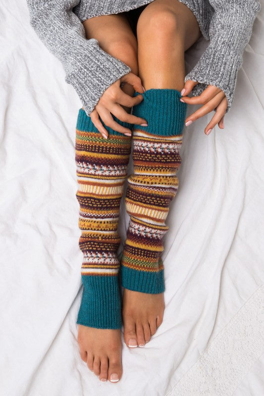 Soft Spun Acrylic Fair Isle Leg Warmers - Tigbul's Variety Fashion Shop