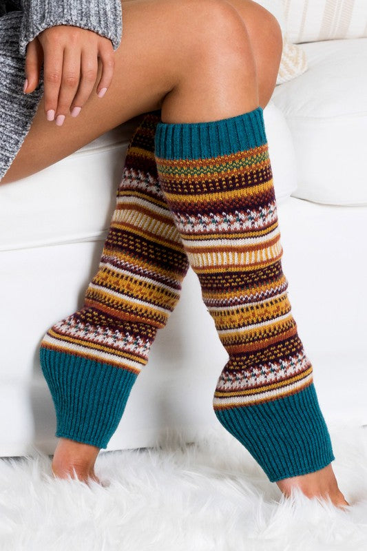 Soft Spun Acrylic Fair Isle Leg Warmers - Tigbul's Variety Fashion Shop