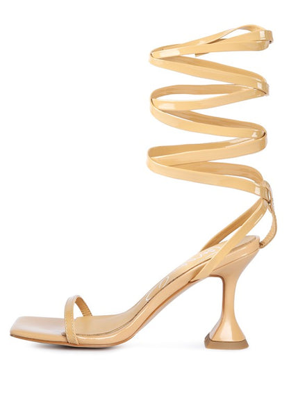 LEWK STRAPPY TIE UP SPOOL HEEL SANDALS - Tigbul's Variety Fashion Shop