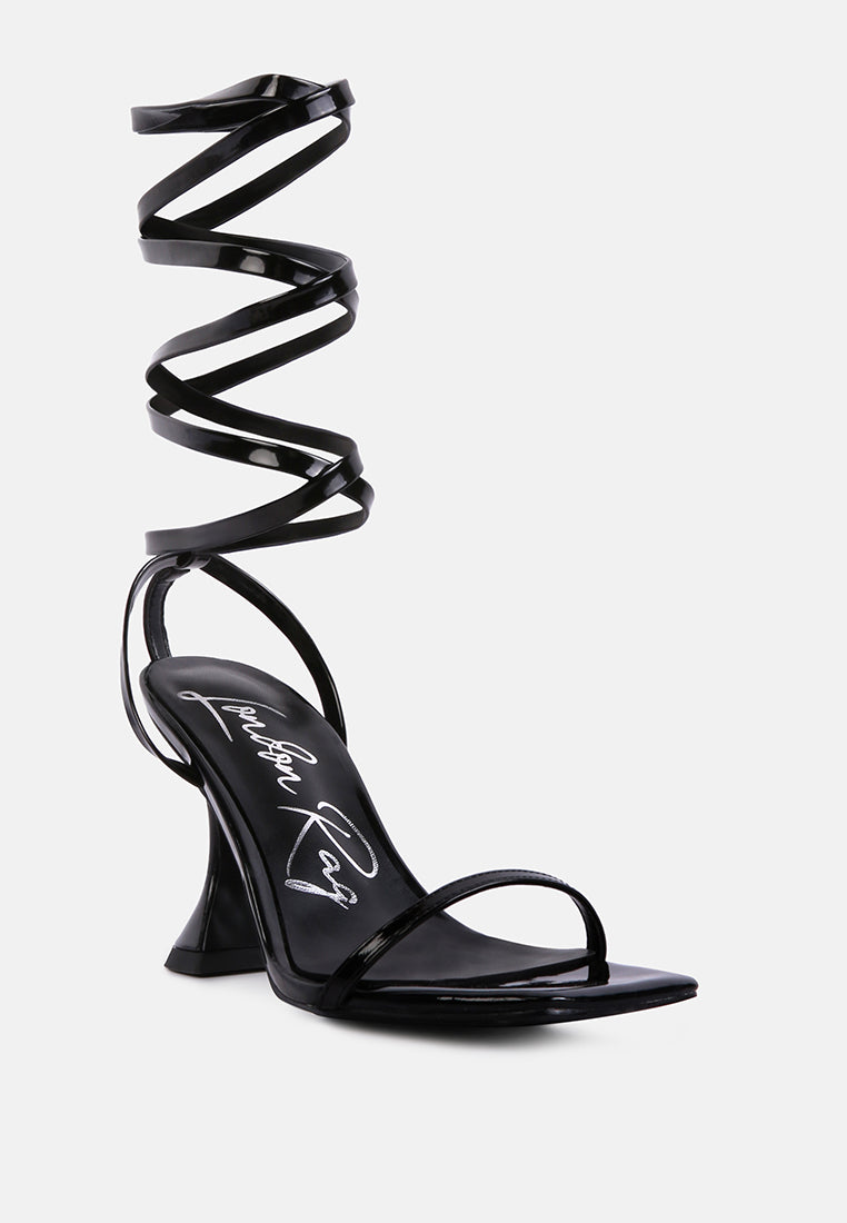 Lewk Strappy Tie Up Spool Heel Sandals - Tigbul's Variety Fashion Shop
