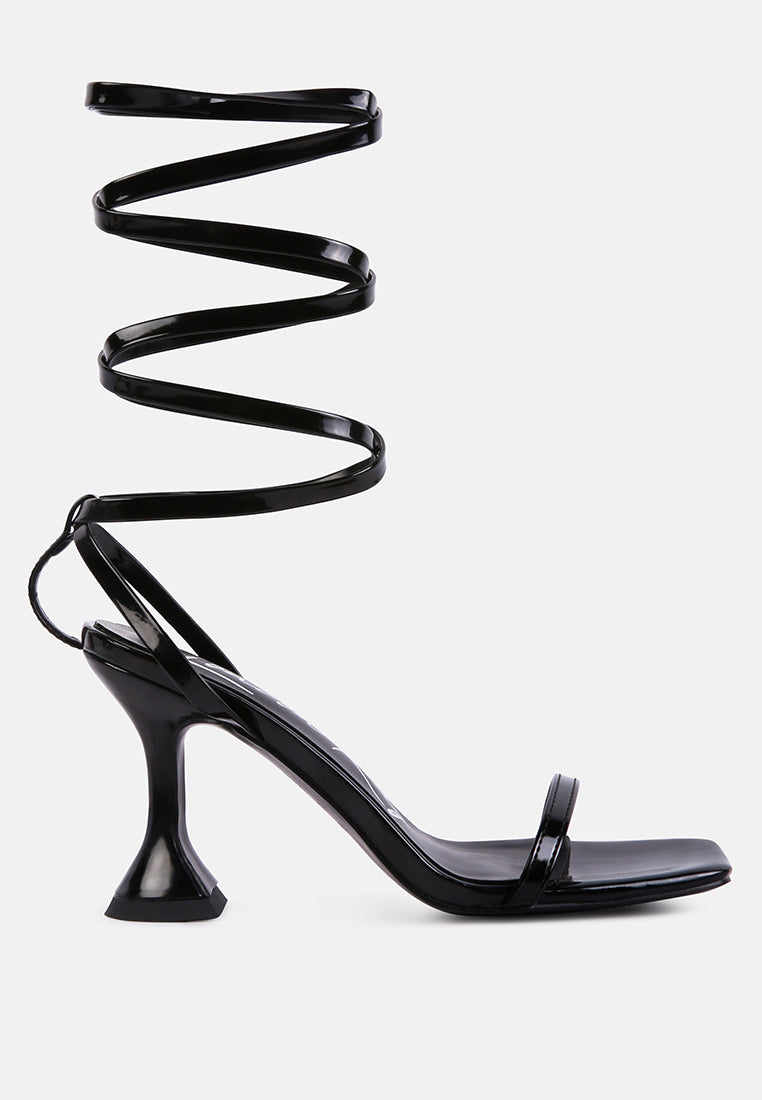 Lewk Strappy Tie Up Spool Heel Sandals - Tigbul's Variety Fashion Shop