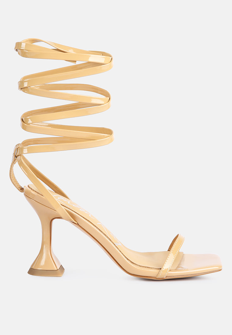 Lewk Strappy Tie Up Spool Heel Sandals - Tigbul's Variety Fashion Shop
