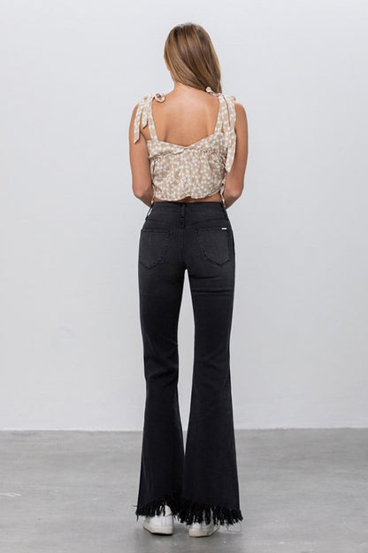 Long Frayed Super Flare Jeans - Tigbul's Variety Fashion Shop