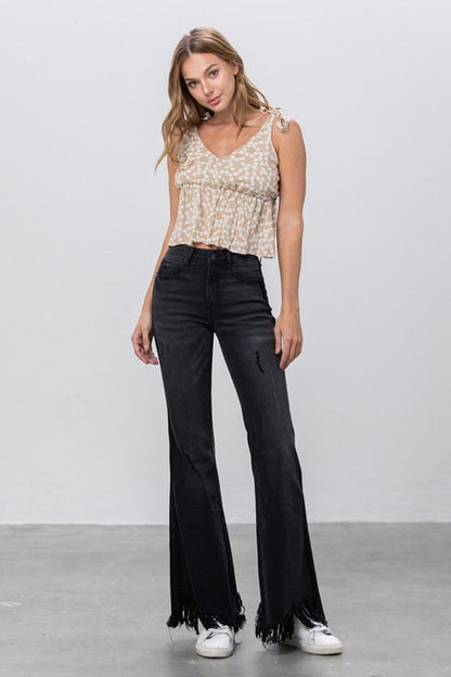 Long Frayed Super Flare Jeans - Tigbul's Variety Fashion Shop