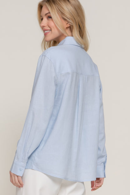 Long Sleeve Linen Blend Shirt - Tigbul's Variety Fashion Shop