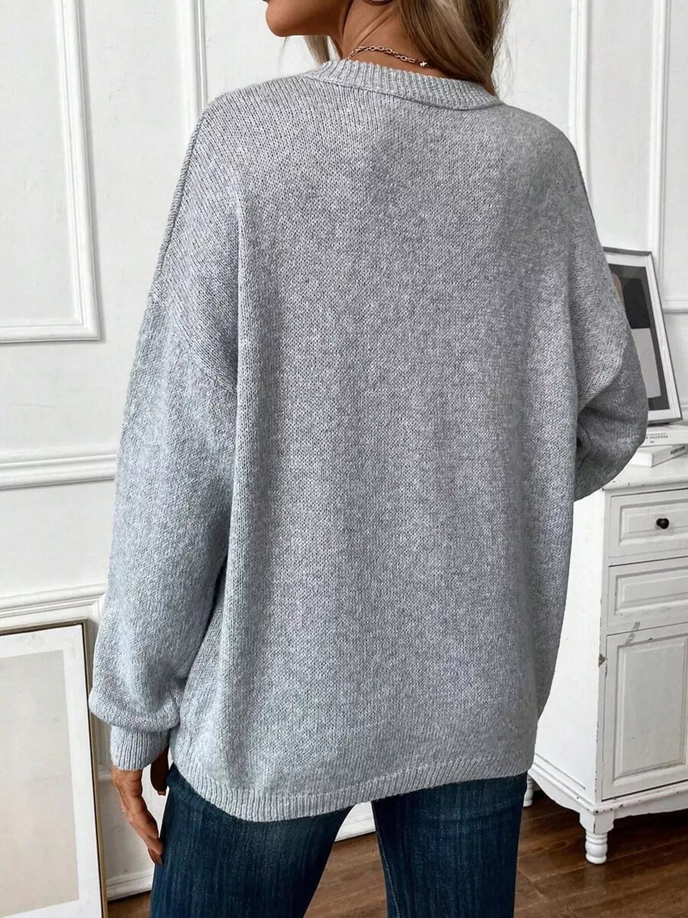 Loose-Fit Dropped Shoulder Sweater - Tigbul's Variety Fashion Shop