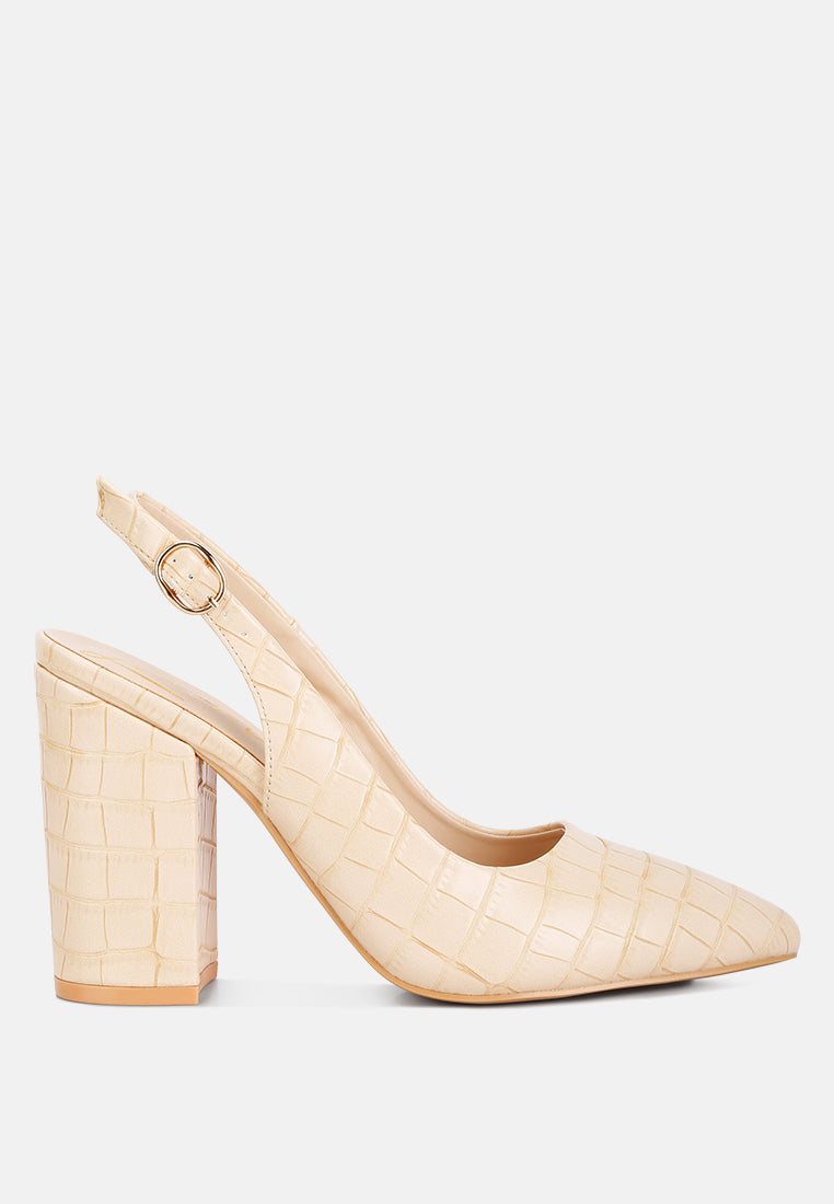 Macha Croctexture Sling Back Heels - Tigbul's Variety Fashion Shop