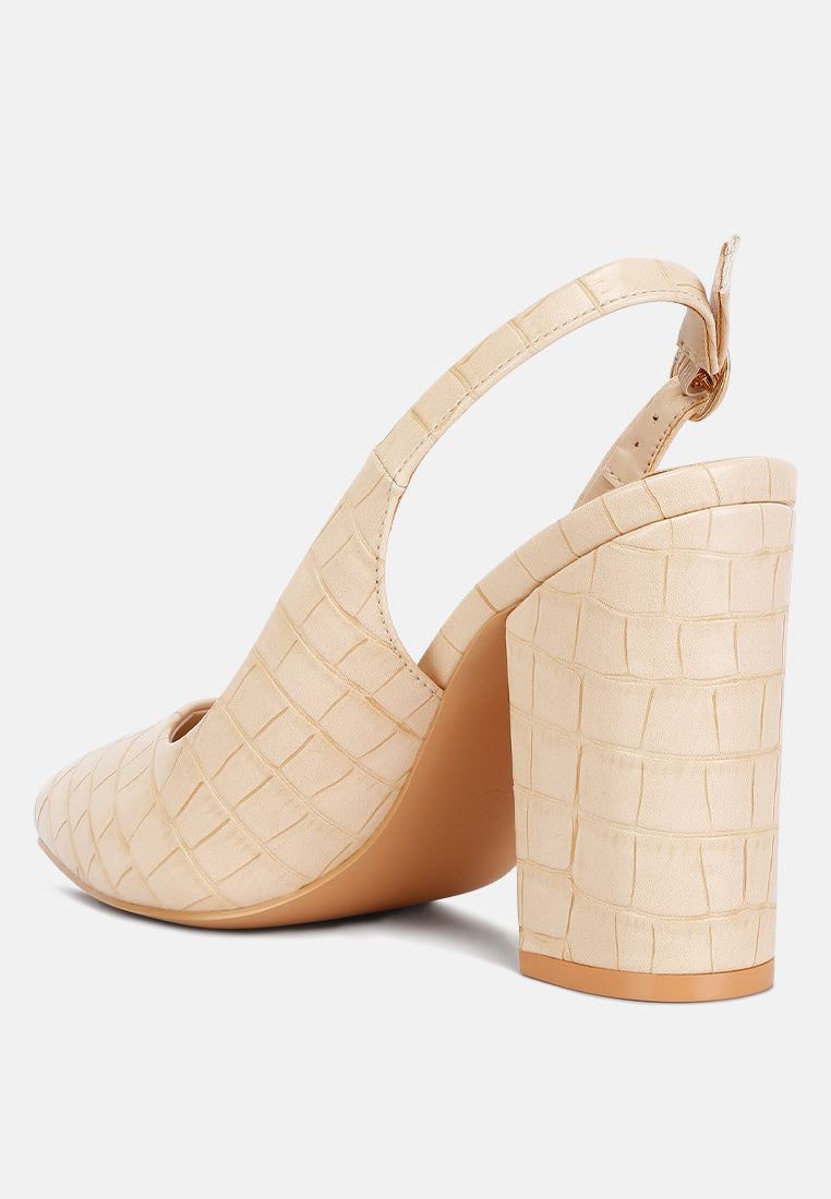 Macha Croctexture Sling Back Heels - Tigbul's Variety Fashion Shop