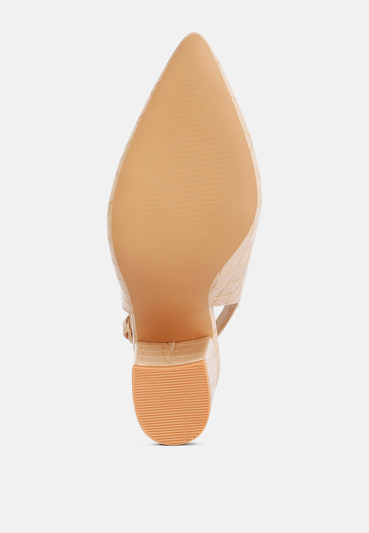 Macha Croctexture Sling Back Heels - Tigbul's Variety Fashion Shop
