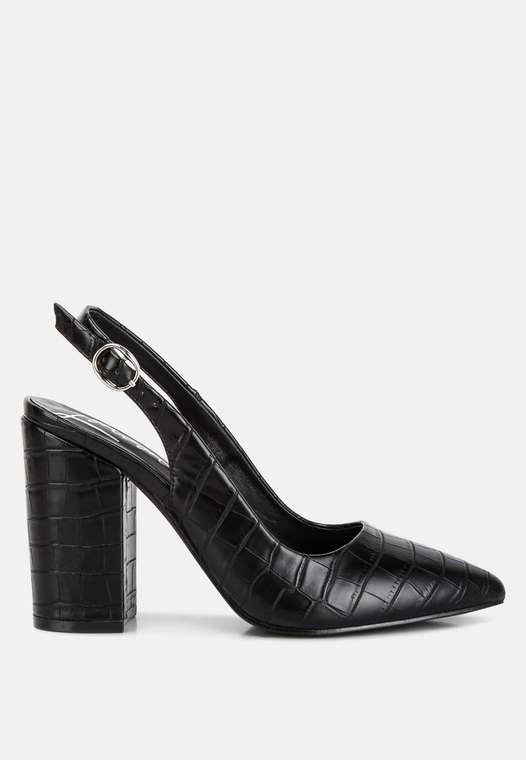 Macha Croctexture Sling Back Heels - Tigbul's Variety Fashion Shop