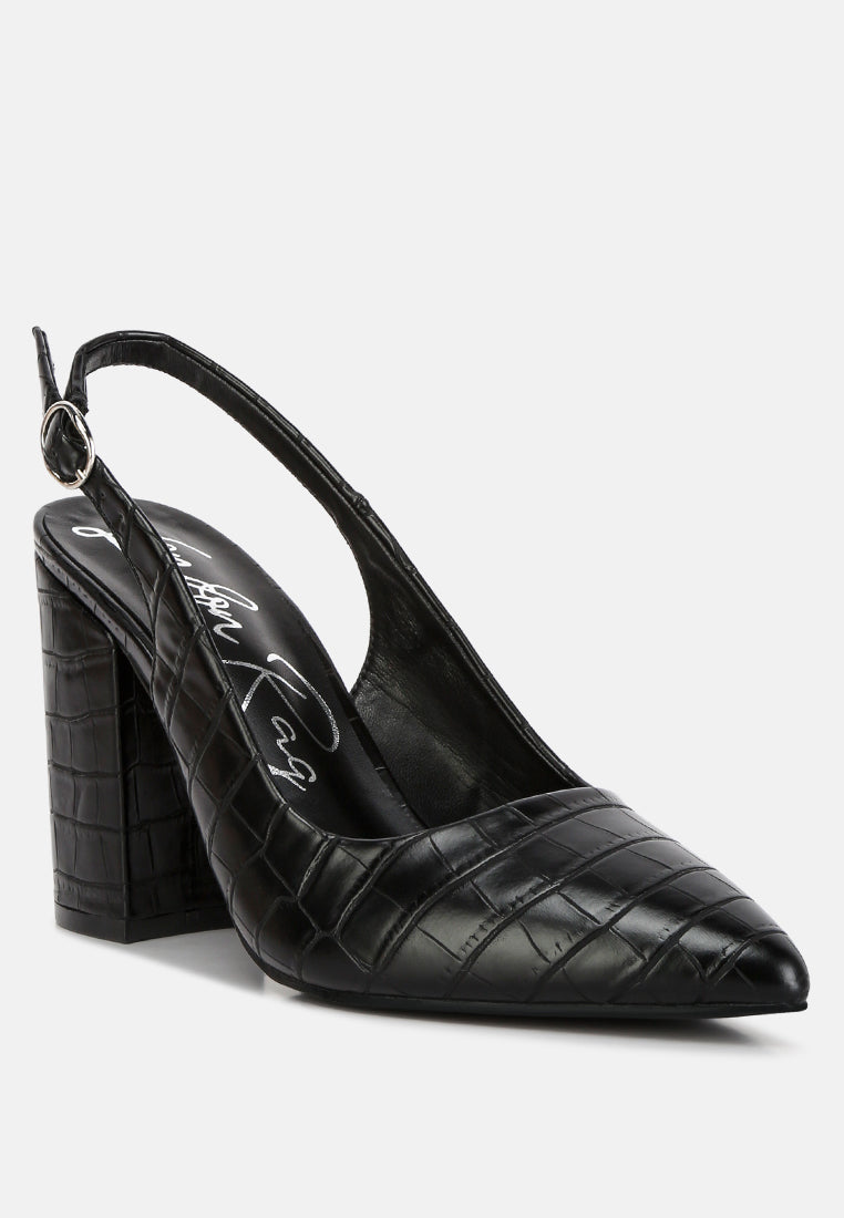 Macha Croctexture Sling Back Heels - Tigbul's Variety Fashion Shop