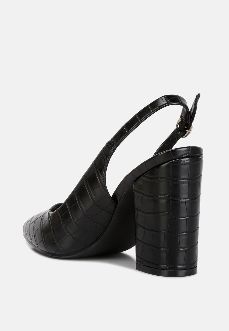 Macha Croctexture Sling Back Heels - Tigbul's Variety Fashion Shop