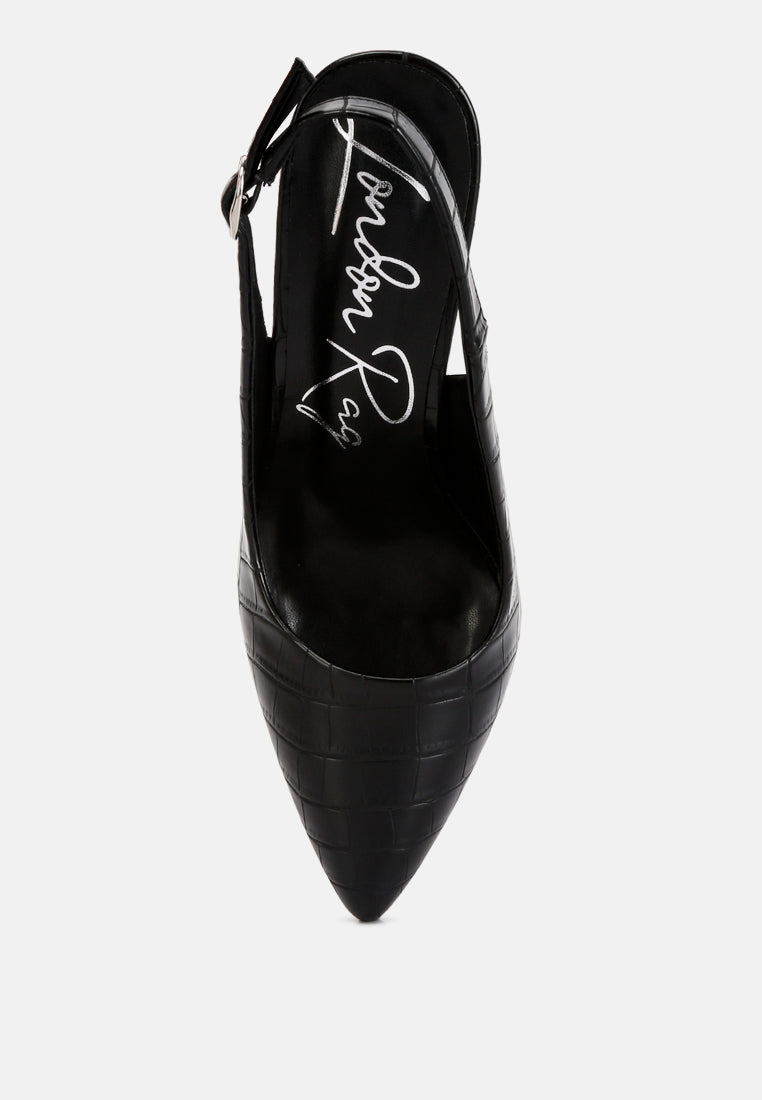 Macha Croctexture Sling Back Heels - Tigbul's Variety Fashion Shop