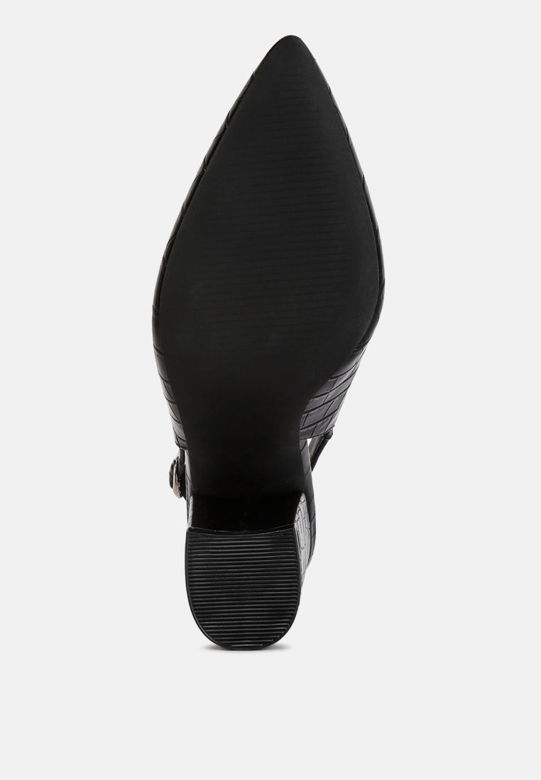 Macha Croctexture Sling Back Heels - Tigbul's Variety Fashion Shop