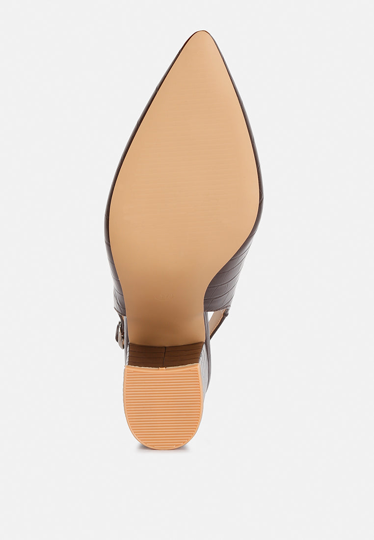 Macha Croctexture Sling Back Heels - Tigbul's Variety Fashion Shop