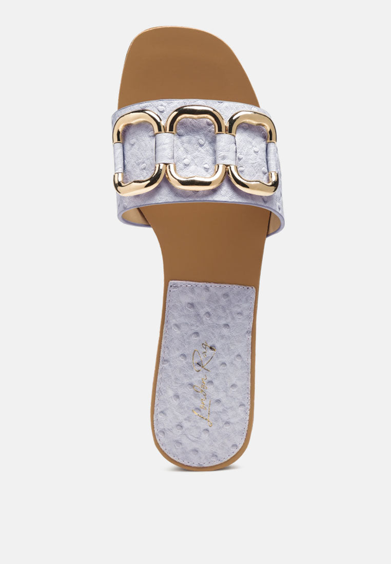 Madeleine Metal Rings Flat Slides - Tigbul's Variety Fashion Shop