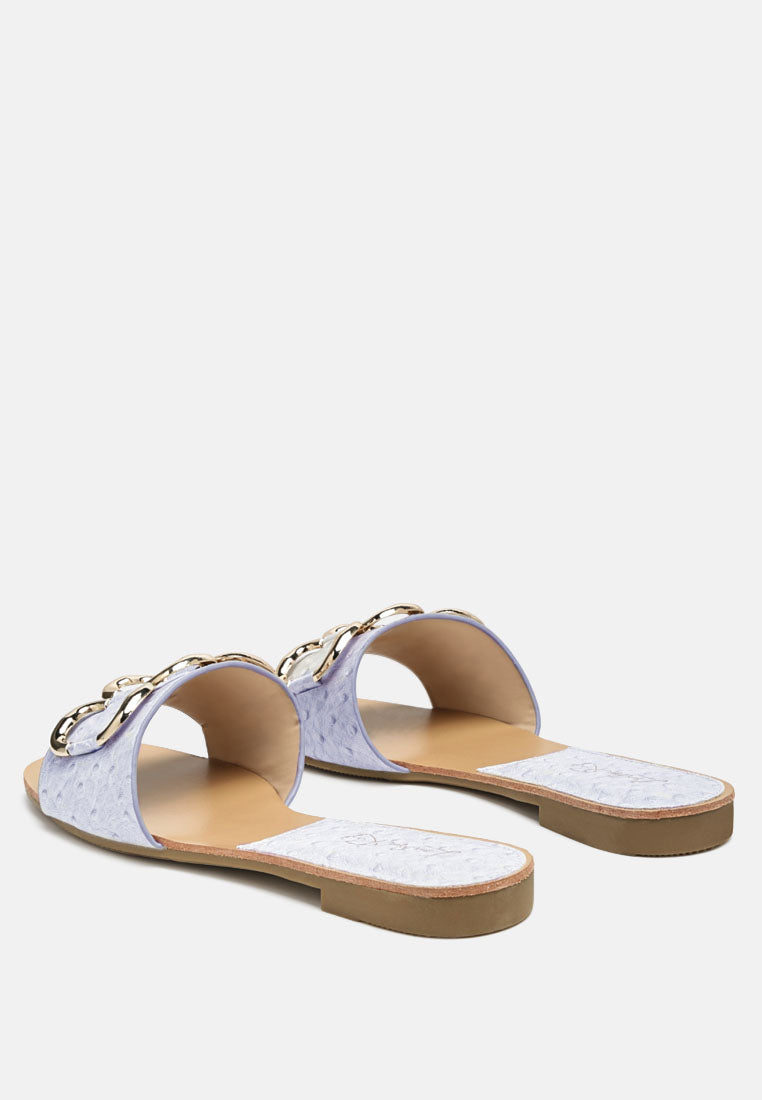 Madeleine Metal Rings Flat Slides - Tigbul's Variety Fashion Shop