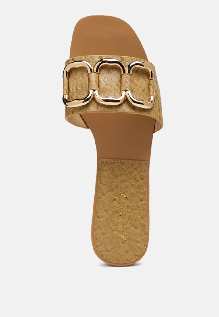 Madeleine Metal Rings Flat Slides - Tigbul's Variety Fashion Shop