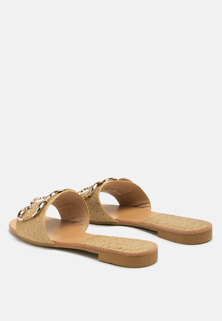 Madeleine Metal Rings Flat Slides - Tigbul's Variety Fashion Shop