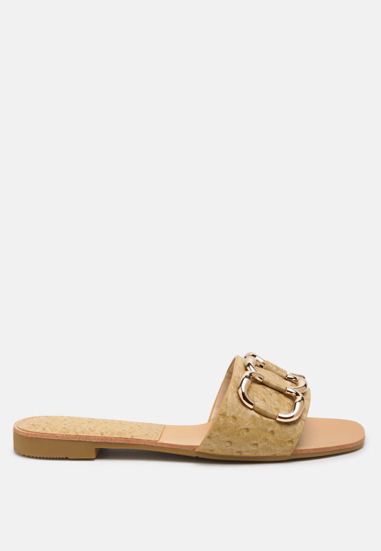 Madeleine Metal Rings Flat Slides - Tigbul's Variety Fashion Shop