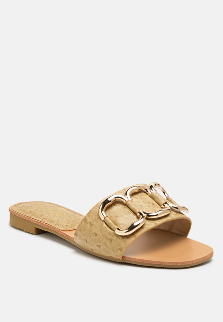 Madeleine Metal Rings Flat Slides - Tigbul's Variety Fashion Shop