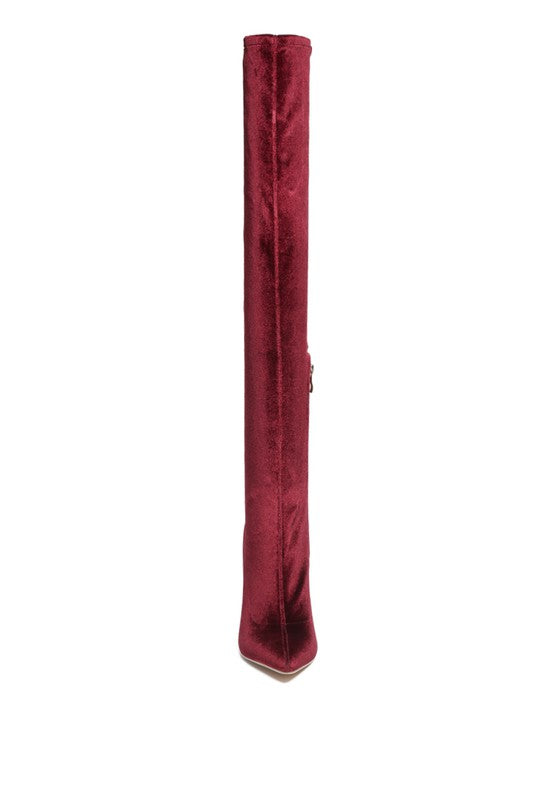 Madman over-the-knee boot, burgundy suede-look, tall shaft, pointed toe