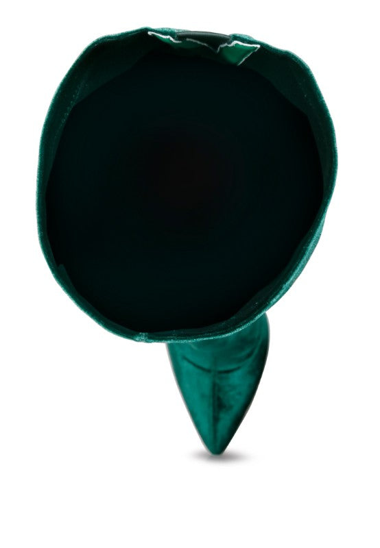 Madman over-the-knee boot dark green, open top and interior lining view