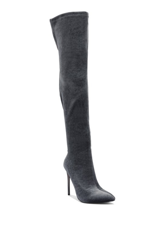 Madman over-the-knee boot, dark grey, tall shaft, stiletto heel