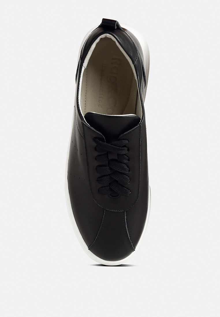 Magull Solid Lace Up Leather Sneakers - Tigbul's Variety Fashion Shop