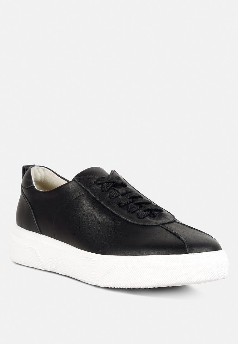 Magull Solid Lace Up Leather Sneakers - Tigbul's Variety Fashion Shop
