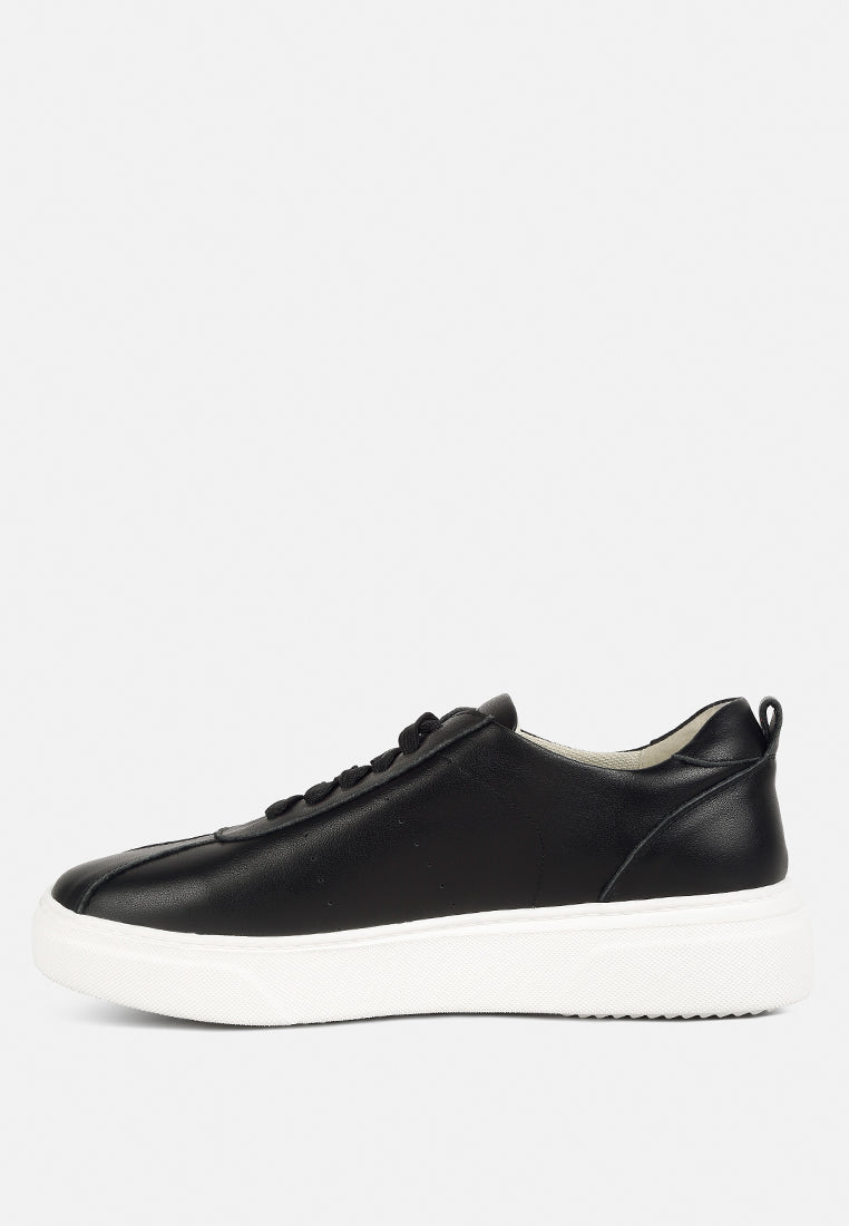 Magull Solid Lace Up Leather Sneakers - Tigbul's Variety Fashion Shop