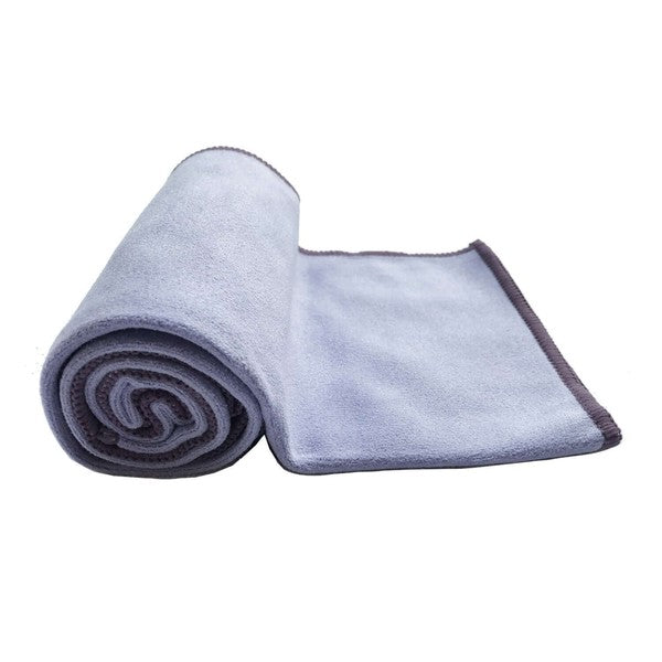 Lavender hand towel roll with matching dark trim and folded end