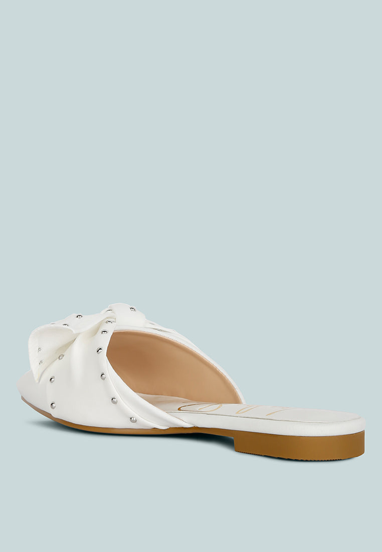 Makeover Studded Bow Flat Mules - Tigbul's Variety Fashion Shop