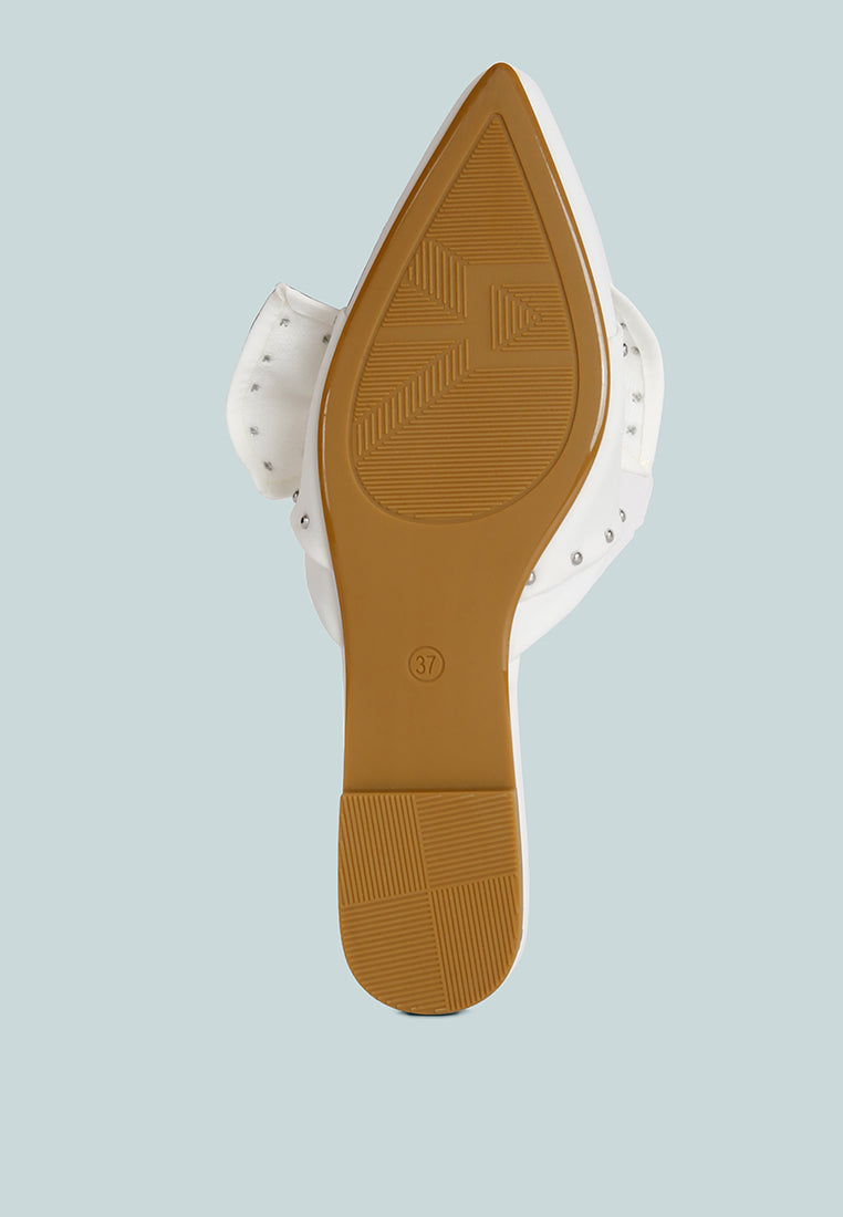 Makeover Studded Bow Flat Mules - Tigbul's Variety Fashion Shop